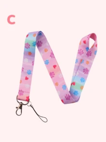 1 件可爱猫爪图案颈绳/黑白猫爪图案颈绳/可爱猫爪颈绳/粉色猫爪颈绳，适用于手机挂绳、游戏机、相机挂绳、证件挂绳、通行证、交通卡、工作证、场地证书、音乐会、鸡尾酒会等。非常适合男朋友、女朋友