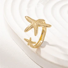 1pc Boho Ocean Style Minimalist Geometric Starfish Design Adjustable Toe Ring For Women