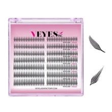 Extensiones de pestañas prefabricadas Birdie de VEYES INC. Volumen en abanico. Grosor de 0,04 mm. Corte láser. Ultraligeras. Solo para uso profesional. - Pestañas Birdie - Ver 3