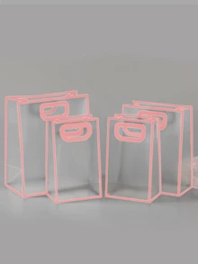 1个/5个/10个白色、粉色、黑色透明磨砂礼品袋 - 粉色 - 查看 4