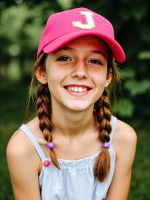 1pc Kids Black 26 Letter Baseball Cap, Gold Thread Embroidered R Design, Adjustable Snapback, Fashionable Sun Hat For Boys & Girls - Rose Red - View 4