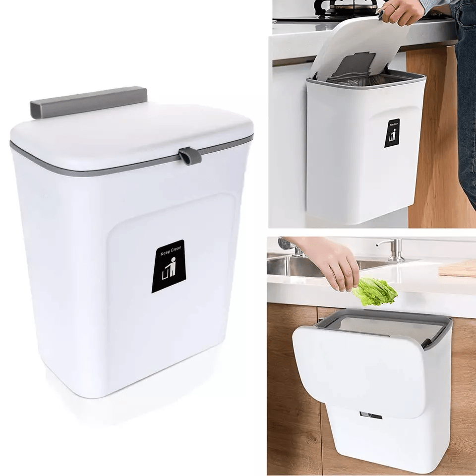 Hanging Trash Can, Kitchen Cabinet Door Hanging Trash Can, Local Inventory Shipping, Covered Kitchen Trash Can, Food Trash Can That Can Be Hung Or Pasted, Large Storage Paper Basket Suitable For Kitchen, Bathroom, Bedroom And Office, Great Mother's Day Gift