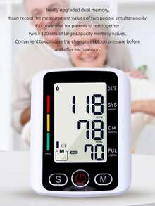 1 pezzo Monitor per la pressione sanguigna da braccio, monitor digitale LCD per la pressione sanguigna alta per uso domestico, strumento per la misurazione del battito cardiaco, sfigmomanometro automatico per tenere sotto controllo la salute della tua famiglia