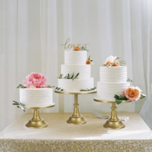Gold Cake Stand Set Of 3 (8, 10 And 12 Inch Plates) For 6-10 Inch Cakes, Perfect Dessert Table Set, Cupcake And Cake Stand For Parties, Weddings - Gold - View 6