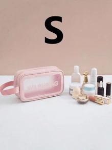 Makeup Bag Toiletry Bag Travel Bag,Portable Waterproof PU Cosmetic Bag,Swim Bag,Travel Essentials For Women,Waterproof Clear Bag Cosmetic Bag For Cosmetic,Toiletries,Tool Accessories ,Back To School(1Pc/3Set Black),For Holiday Beach, Bathroom Collection, Bedroom Collection, Large Capacity