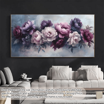 1 件大型现代白色海报、花卉大型墙面艺术、油画风格墙面装饰、带框或不带框、紫色海报、牡丹装饰画、花卉艺术印刷品、家居装饰、装饰性墙面艺术装饰、房间美学、墙面装饰印刷品、礼物、大学宿舍公寓装饰、酒店、家庭、客厅、卧室、浴室和办公室墙面装饰礼物