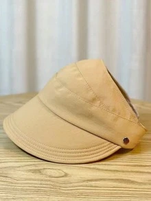 1pc Crown Top Cap, Foldable Wide Brim Fashion Snapback Cap Suitable For High Ponytail - Multicolor - View 8