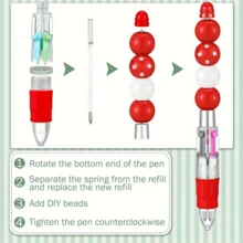 99 Piece Multi-Color Ballpoint Pens, 4-In-1 Colored Ballpoint Pens, Plastic Retractable Ballpoint Pens, DIY Pen Making Kits, Student Back-To-School Gifts, Office School Supplies, Stationery - Multicolor - View 10