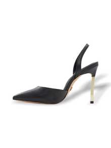 Women's Casual Minimalist Design High Heel SHIMMY BLACK Slides - Black - View 3
