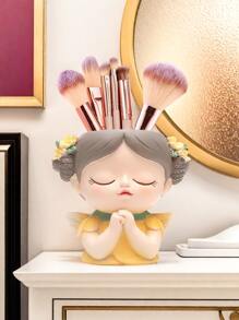 1pc Creative Little Fairy Makeup Brush Storage Tube Dressing Table Desktop Eyeshadow Eyebrow Pencil Brush Pencil Holder Storage Rack, Little Girl Light Luxury High-End Office Decorative Ornaments, Girly Heart Desktop Storage Girl Gift Ins, Best Gift, Winter, Decorations, Home, Wedding Decorations, Home Decorations, Jewelry Collection Box, Party Decoration Valentine's Day Birthday