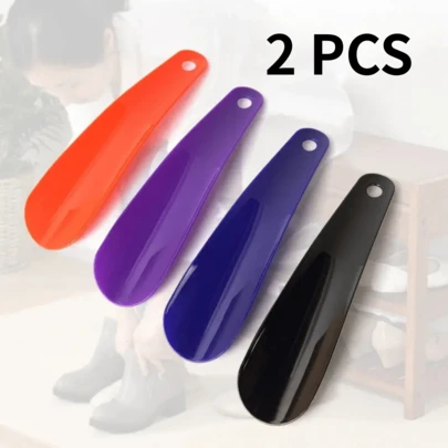 2pcs Plastic Shoe Horns, Portable Slouchy Shoe Horns, Slip-On Shoe Horns - Convenient Shoe Wearing Assist Tool And Shoe Accessory, Handled Portable Shoe Horns Suitable For All Kinds Of Shoes