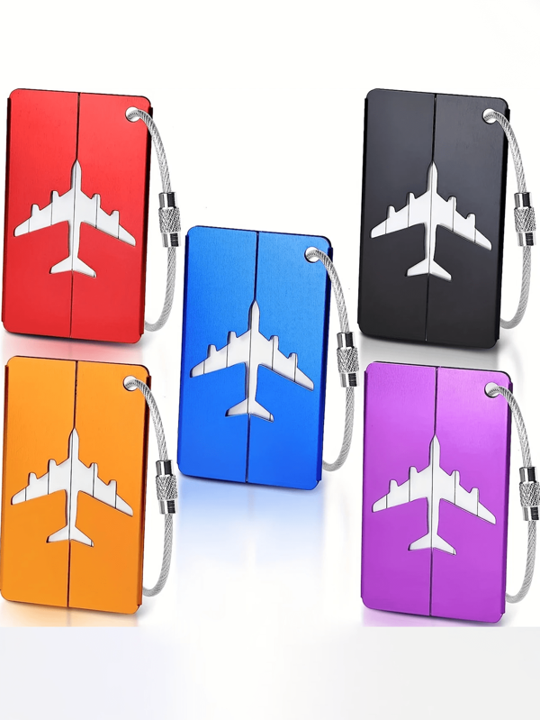 Étiquette de bagage de voyage en alliage d'aluminium, étiquette de sac, étiquette de valise, carte d'avion avec carte d'identité, accessoires de voyage de couleur unie anti-perte, unisexe, convenant aux étudiants, avec protection de la vie privée Couvrir la carte d'identité, carte d'embarquement, étiquette portable, fournitures de voyage, fournitures scolaires, fournitures d'aviation, convenant aux femmes, aux filles, aux étudiants, cadeau de voyage, sac cadeau de rentrée scolaire pour les accessoires scolaires, les fournitures scolaires
