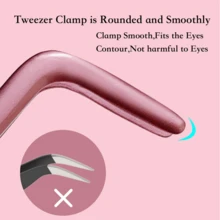 Neweye PRAECLARUS 1pc Eyelash Tweezers With Comb Stainless Steel Comb Tweezers Eyebrow & Eyelash Clip Suitable For Personal Use Comb And Clip In One Pink Silver Gold Eyelash Applicator Makeup Tools - Pink - View 2