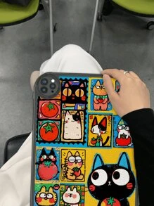 1 Peça Capa Anti-queda para Tablet em Estilo de Desenho Animado Americano com Padrão Colorido de Gato Tomate, com Acolchoamento Anti-queda Grosso de 360 Graus para iPad 10ª Geração de 10,9 Polegadas, Capa Protetora de Couro Portátil para Tablet iPad de 10,2 Polegadas