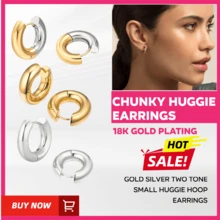 5毫米厚不锈钢圆形铰链耳环,男女通用,简约嘻哈摇滚朋克风时尚饰品,粗犷耳环 - 彩色 - 查看 13