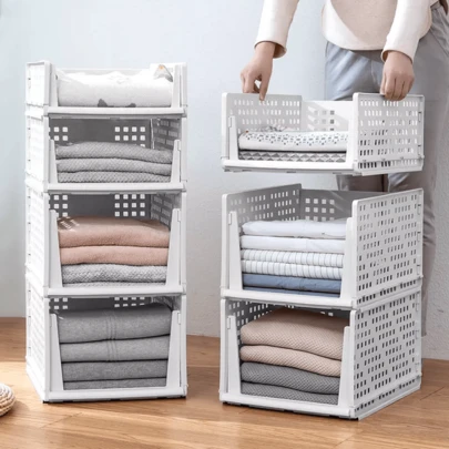 Lislark Multi-Layer Wardrobe Storage Boxes For Clothes, Drawer-Type Wardrobe Organization System, 44X28X24.5cm/44X28X13cm Space-Saving Plastic Stackable Storage Boxes, Household Wardrobe Storage Boxes, Durable Clothing Compartments, Suitable For Wardrobes, Bedrooms, Homes, Dormitories, Storage Baskets, And Are Great Mother's Day Gifts