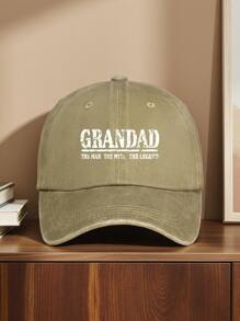 Grandad Vintage Washed Baseball Cap - Adjustable Unisex Trucker Hat With "The For Man The Myth The Legend" Print, Multiple Colors Available, Perfect For Outdoor Sports, Camping, Fishing, And Gifting