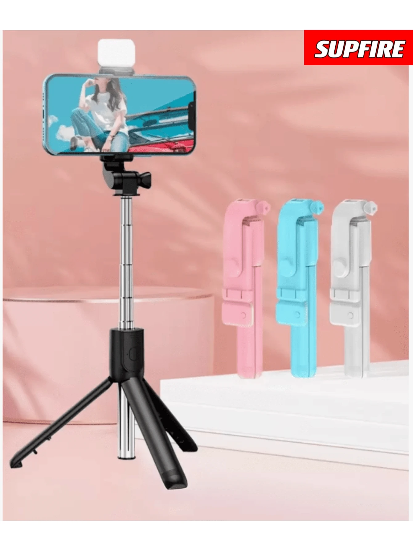 Mini 360º Selfie Stick Bluetooth Tripod Stick S03 - With Colored Led - View 1