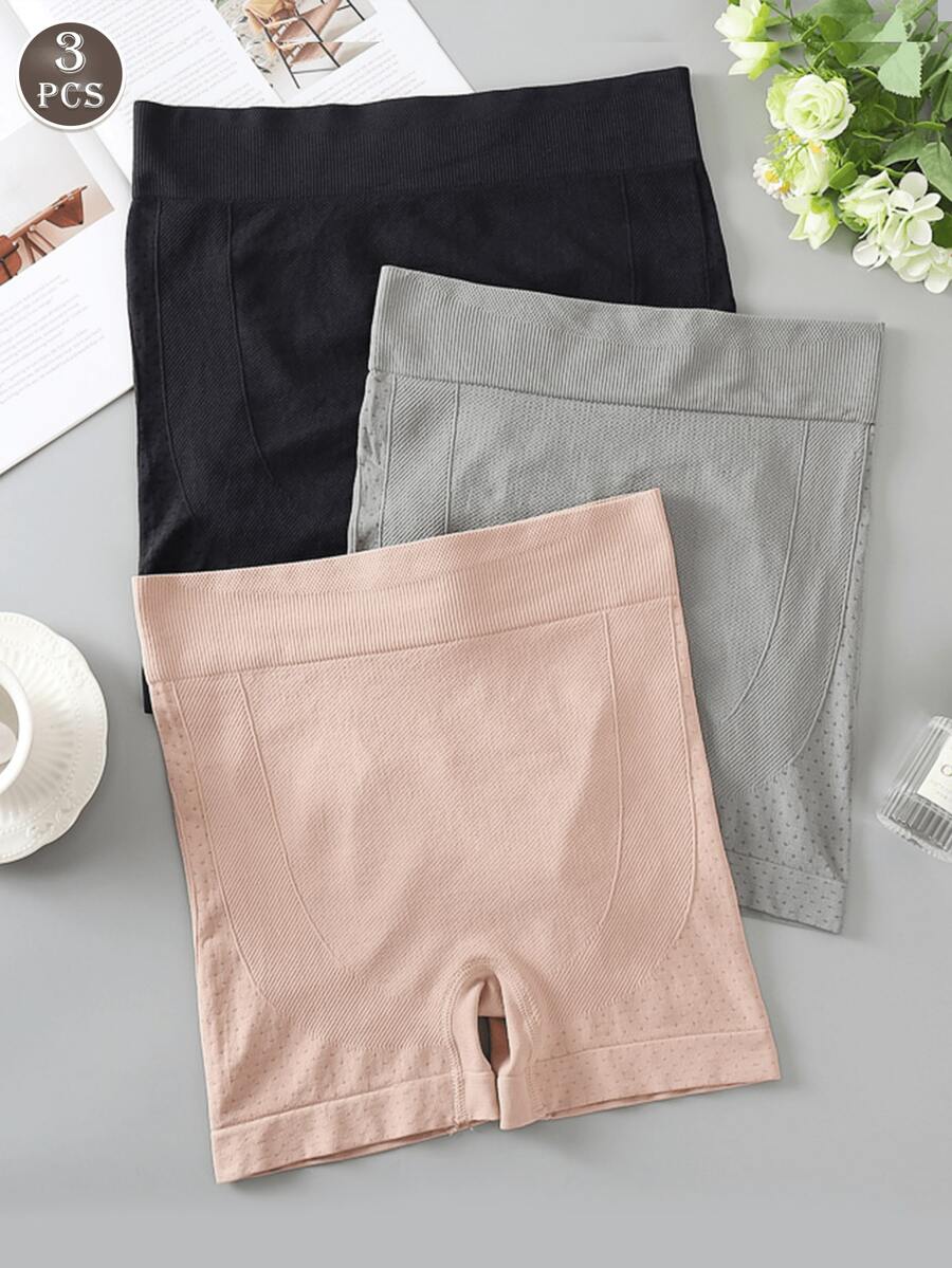 3PCS/Set Seamless Mid-Rise Casual Safety Pants - Multicolor - View 1