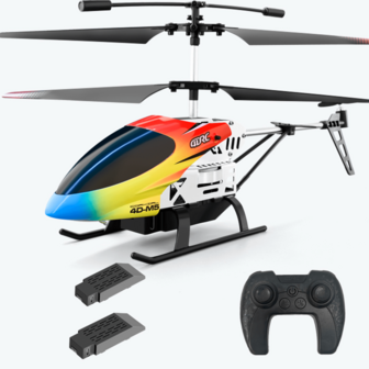 4DRC 1 遥控直升机，无人机高度保持遥控直升机带陀螺仪成人初学者，Hz 飞机室内飞行 3.5 通道，蓝红，遥控无人机，飞机，高低速，LED 灯，2 节电池，圣诞礼物，精美礼品盒，礼品包装，生日礼物，送礼，新年礼物