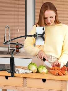 1 pezzo Supporto per telefono, supporto universale regolabile a 360° con collo di cigno, supporto per smartphone da 4-7 pollici, mantiene libera la porta di ricarica, adatto per vari ambienti come salotti, camere da letto, cucine, bagni, ed è anche un'ottima scelta come regalo.