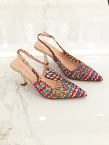 RevReaL Slingback-Absätze mit geflochtenem Muster - elegant und leicht für Partys, Hochzeiten und den Sommer im Boho-Stil - Verschiedenfarbig - Übersicht 5
