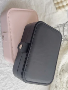 Caja de almacenamiento multifuncional portátil y plegable, caja de almacenamiento de joyas para anillos, collares y pendientes, caja de joyas para mujeres, organizador de viaje, regalo de artículos esenciales de viaje - Negro - Ver 4