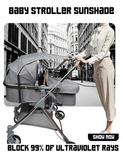 Black Baby Stroller Sunshade Accessories UV Resistant Sunshade Cover Universal Outdoor Travel Baby Sunshade Sail Sunshade Cover