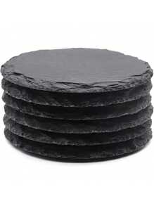1pc/4pcs Slate Drink Coasters, Black Slate Stone Coasters, Creative Insulated Pads, Suitable For Beverage Hall, Cafe, Kitchen, Restaurant And Other Places. Gift For Family And Friends.