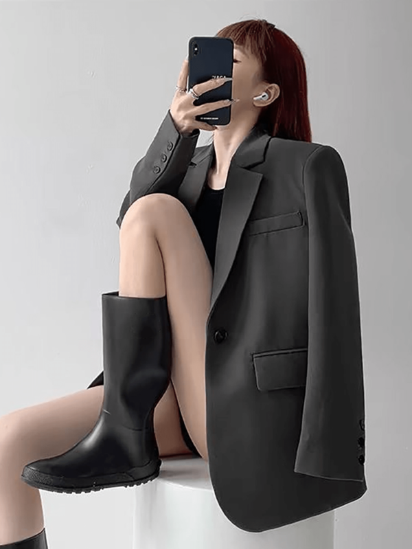 Czerwona modna biznesowa swobodna kurtka damska, lekka wiosenno-jesienna marynarka