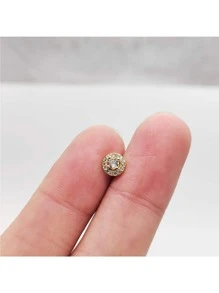 1pc Round-Shaped L-Shaped Nose Stud With Micro-Inlaid Synthetic Zirconia Stone, Fashionable, Minimalist And Elegant, Suitable For Women For Daily Wear, Festivals And Parties