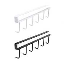 1/2pcs Metal 6-Hook Hanging Rack, Cabinet Cloth And Towel Rack, Kitchen Non-Perforated Storage Rack, Shelf Board Expansion, Multi-Functional Storage Rack - Multicolor - View 13