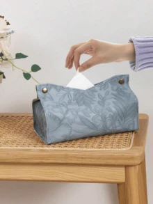 套装简约花卉图案纸巾盒，PU 皮革 3D 压花 V 形防水桌面垂直纸巾架，适用于办公室、餐厅、酒吧、客厅、卧室、浴室、家居用品、桌子、家居装饰、家居组织 - 彩色 - 查看 4