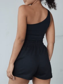 Women Shorts - BLACK/WHITE - View 2