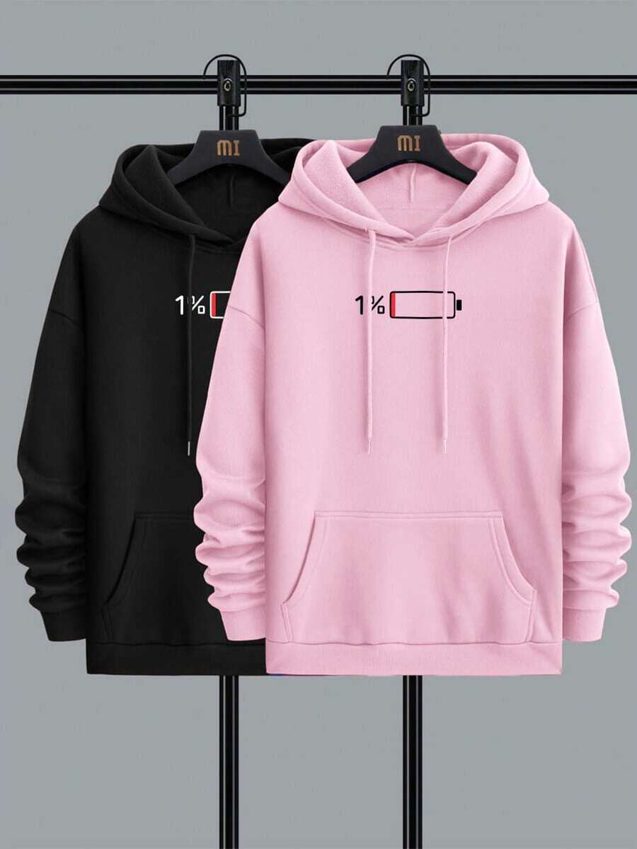 Kit 2 Blusa De Frio NY Moletom Masculino New York Agasalho De Capuz E Bolso Moleton Canguru Casaco Quente - Rosa chiclete - Visão 1