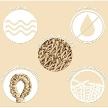 Cesta colgante - Cesta colgante de mimbre para almacenamiento de frutas frescas, contenedor de verduras para patatas, cebollas, ajos, soporte para plantas - Organizador de despensa de cocina hecho a mano - Marrón - Ver 4