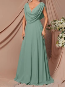 Elegancka, wysokiej jakości, szyfonowa, formalna suknia na bankiet