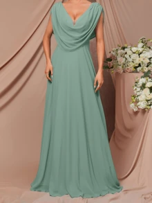 Elegancka, wysokiej jakości, szyfonowa, formalna suknia na bankiet