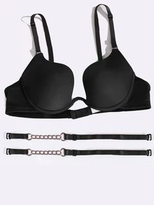 Sutien sexy pentru femei cu lanț metalic, decorat cu bretele convertibile, fără cusături, cu decolteu în U - Negru - Vizualizare 2