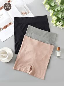 3PCS/Set Seamless Mid-Rise Casual Safety Pants - Multicolor - View 2