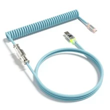 كابل لوحة المفاتيح الملفوف بالوان RGB فائقة C01 ، كبل طراز Aviator مخصص احترافي من USB-C لألعاب الكمبيوتر ، تصميم مزدوج مبطن مستقر ، من النوع C إلى USB-A فائق السرعة 2 م ، محول معدني قابل للفصل للاعبي الكمبيوتر