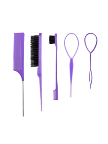 6pcs/Square Transparent Cartoon Children's Comb, Smooth Hair Comb, Home Hairdressing Comb, Scalp Massage Comb, Bubble Ball Plastic Comb, Hairdressing Tip Tail Comb, Three Rows Brushing Comb, Double Headed Comb Styling, Brushing Brush, Eyebrow Brush, Makeup Disc Hair Set, Brushing The Best Personalized Gift For Your Girl