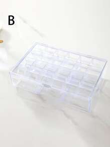 1pc Minimalist Transparent Amber Jewelry Organizer Box, Large Capacity Earrings Necklace Storage Box With Compartments, Portable Double Layer Jewelry Display Case For Women Storage Organizer Travel Essentials Back To School Dormitory Storage