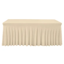 1/2 Pcs Spandex Round Tablecloth With Ruffled Skirt, Suitable For Rectangular Dining Tables, Wrinkle-Resistant And Washable, Elastic Patio Table Cover For Weddings, Bridal Showers, Birthday Parties, Home Decor, Holiday Parties, Themed Events, Banquet Table Decorations