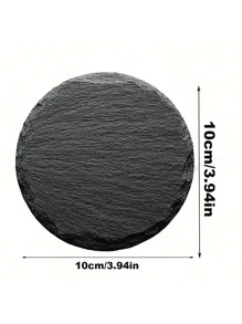 1pc/4pcs Slate Drink Coasters, Black Slate Stone Coasters, Creative Insulated Pads, Suitable For Beverage Hall, Cafe, Kitchen, Restaurant And Other Places. Gift For Family And Friends.