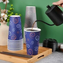 100 Pack 16 Oz Paper Cups, Disposable Coffee Cups With Lids And Straws, Drinking Cups For Water, Coffee, Tea, Hot Coffee Cups For Home, Shops And Cafes - Multicolor - View 3
