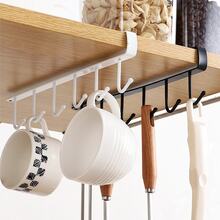 1/2pcs Metal 6-Hook Hanging Rack, Cabinet Cloth And Towel Rack, Kitchen Non-Perforated Storage Rack, Shelf Board Expansion, Multi-Functional Storage Rack - Multicolor - View 10