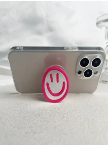 1 pieza Agarre de teléfono móvil, agarre y soporte plegable y expansible para teléfono móvil con cara sonriente, accesorio de teléfono móvil de unicolor simple compatible con iPhone, teléfonos Android, como regalo para cumpleaños, familia y amigos