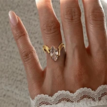 VKHK 1pc Luxury 18K Gold Plated Stainless Steel Rhinestone Zirconia Decor Multi-Layer Ring, Suitable For Women Daily Wear And Wedding, Gift - Diamond Ring - View 6