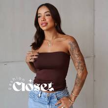 Women's Suplex Strapless Tube Top With Bust Lining One Size - Coffee Brown - View 3
